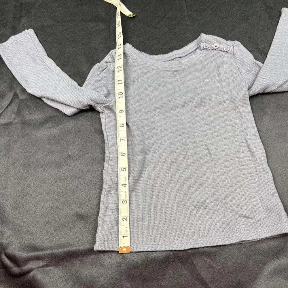 Old Navy Girls Shirt 4T Grey Long‎ Sleeve Shoulder Button EUC